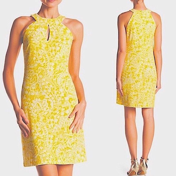 VINCE CAMUTO Marigold Yellow Keyhole Halter Sundress Sz 4 - Picture 1 of 6